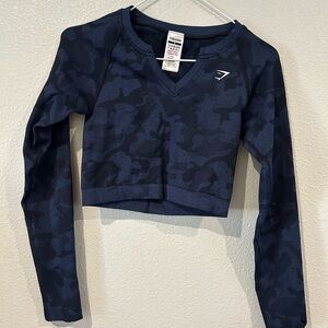 Gymshark Navy Camo V-Neck Top